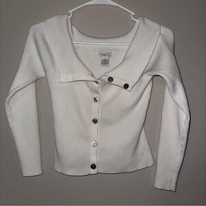 Rue 21 White Ribbed Cropped OffThe Shoulder Sweater Cardigan Coquette Soft Girl